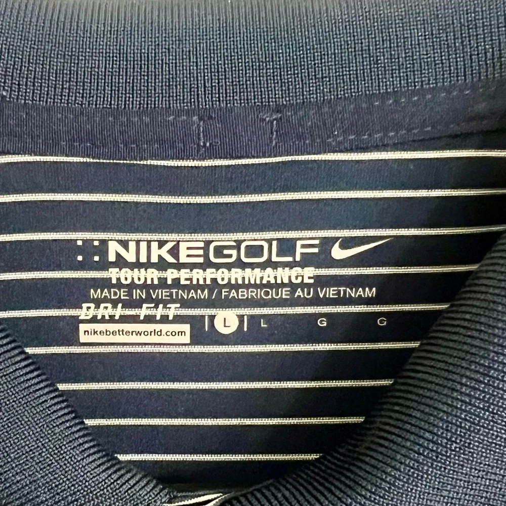 Nike Golf Polo Shirt Men’s Size Large Navy Blue Striped NWOT Dri-FIT